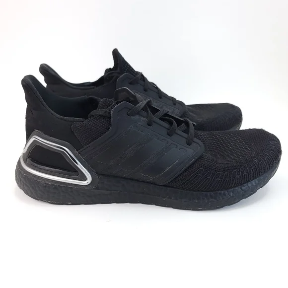 Adidas Ultra Boost 20 Sz 12 Core Black Silver Metallic Running Shoes FV8333 2020 - Picture 1 of 8